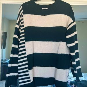 Green Abstract-Striped Sweater